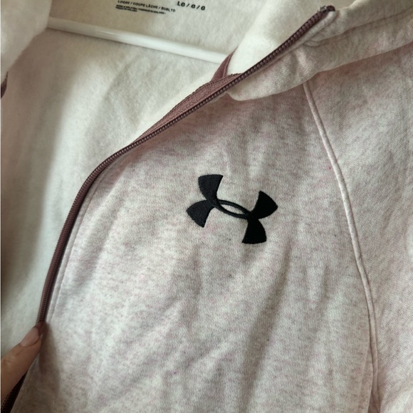 Women’s Under Armour Light Pink Mauve Heather Zip-Up Hoodie NWT Sz Large Warm - Picture 4 of 8